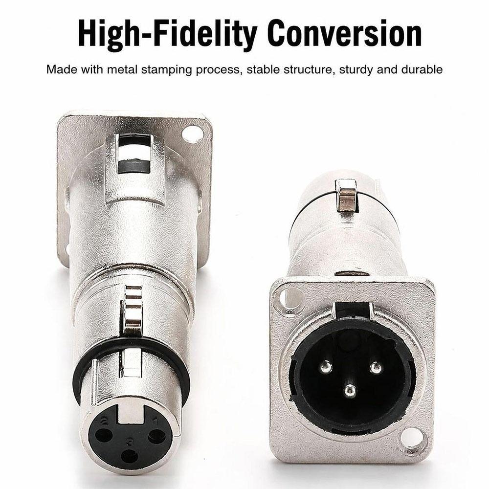 1Pcs D-Type 3Pin XLR Connector Metal Pass Through XLR Jack for Speaker System Installation