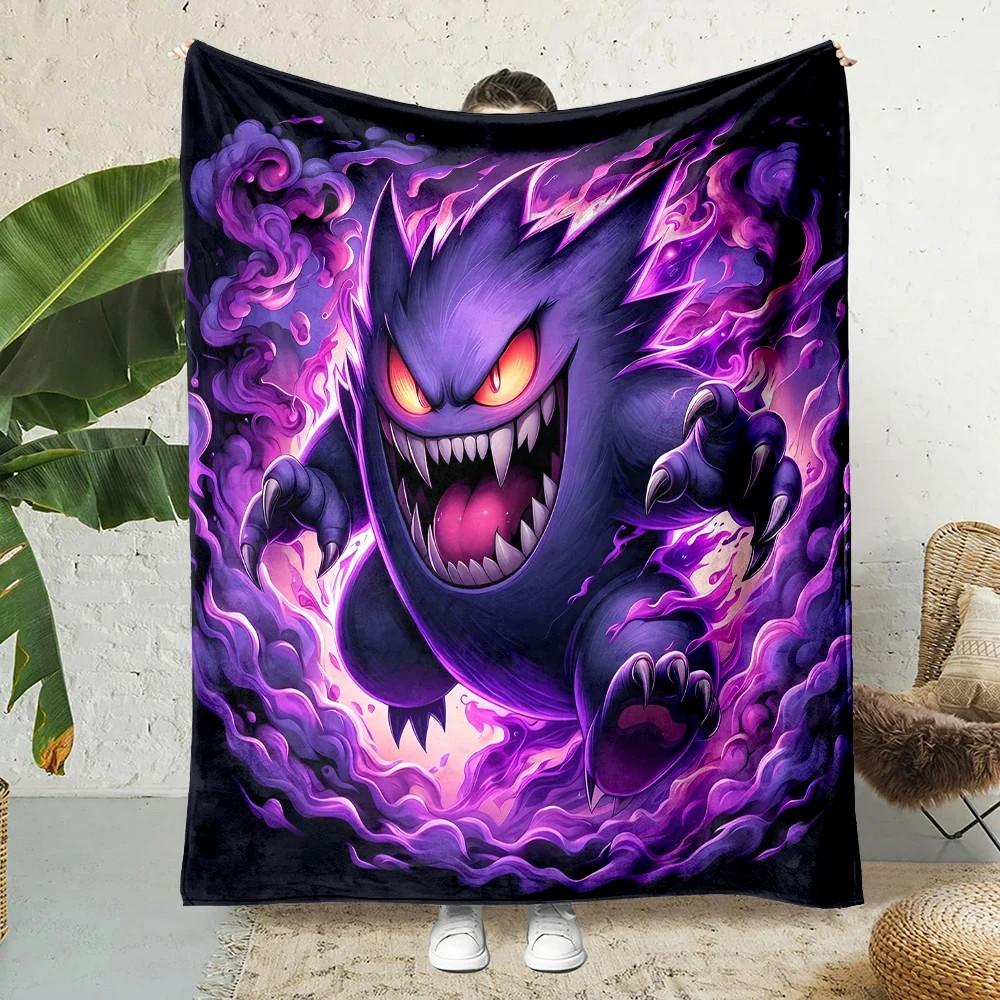 1PC HD P0kem0n Gengar Print Flannel Blanket Cozy Warm Soft Lightweight Bed Sofa Blanket for Babys Girls,Suitable for All Seasons