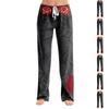 Womens Pajama Pants Sleepwear Casual Drawstring Elastic Waist Pants Comfy Straight Yoga Loose Trousers