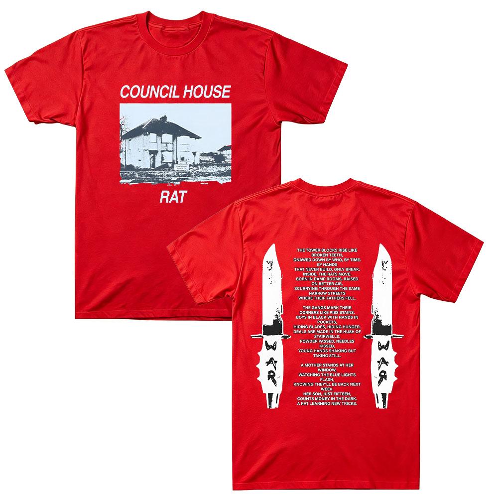 Esdeekid Merchtee Council House Rat T-Shirt Retro Vintage Print Cotton Tshirt Women Men Fashion Casual Short Sleeve O Neck High Quality Tops