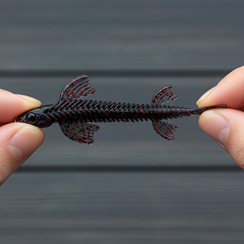 10Pcs Lure Set Floating Tpe Butterfly Swimbait Fork Tail Soft Lure Black Pit Bass Perch Chub Fishing Bait 65Mm1.3G