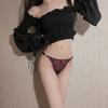 2 Pcs Women Thong Floral Embroidery See-through Lace Briefs Low Waist Hollow Out Elastic Wedding Night Bedroom Lady Underpants