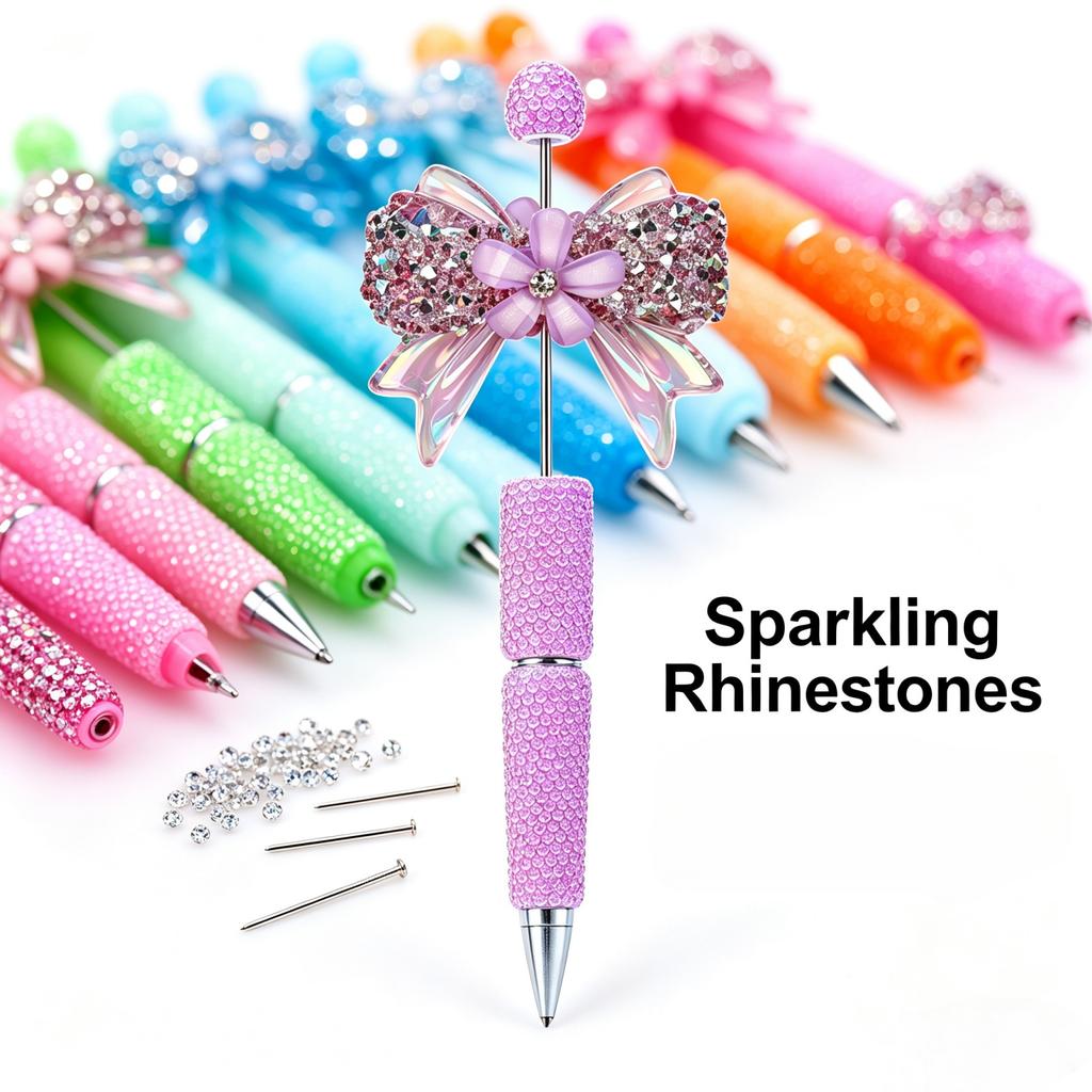 48Pcs Jelly Beadable Pen Kit 16 Fluorescent Pens with Refills Bags DIY Craft