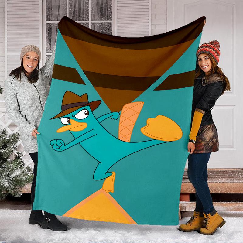 1 Stück Phineas und Ferb2 Thema Decke - Digitaldruck, Polyester, Gemütlich für alle Jahreszeiten, Perfekt für draußen und Reisen