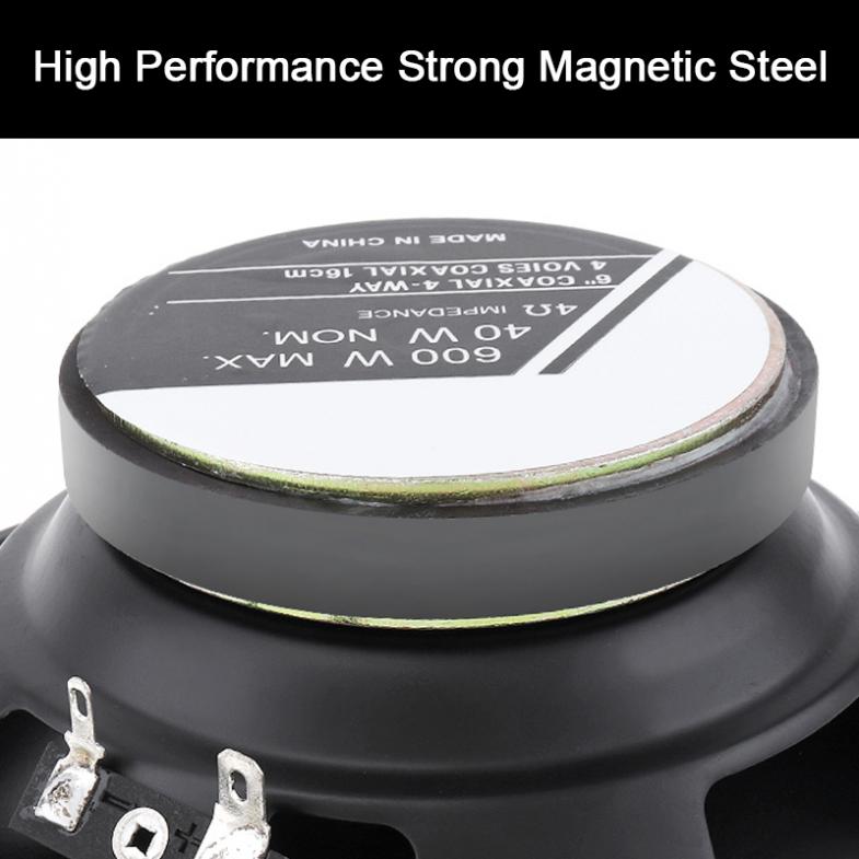 2pcs 6 Inch 12V 600W 4 Way Car Coaxial Auto Music Stereo Full Range Frequency Hifi Speakers Non-destructive Installation