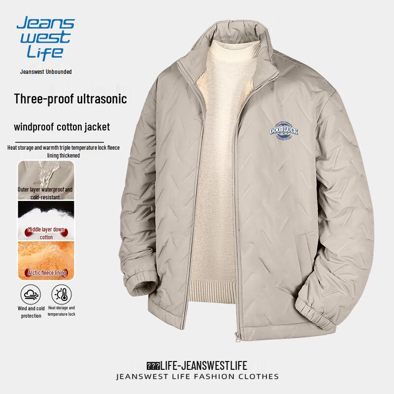

JEANSWEST LIFE Men s Winter Warm Fleece-Lined Stand-Collar Jacket