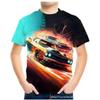 Summer Round Neck 3D Racing Series Printed Top Fashionable Casual Short Sleeved Children's Boy T-shirts