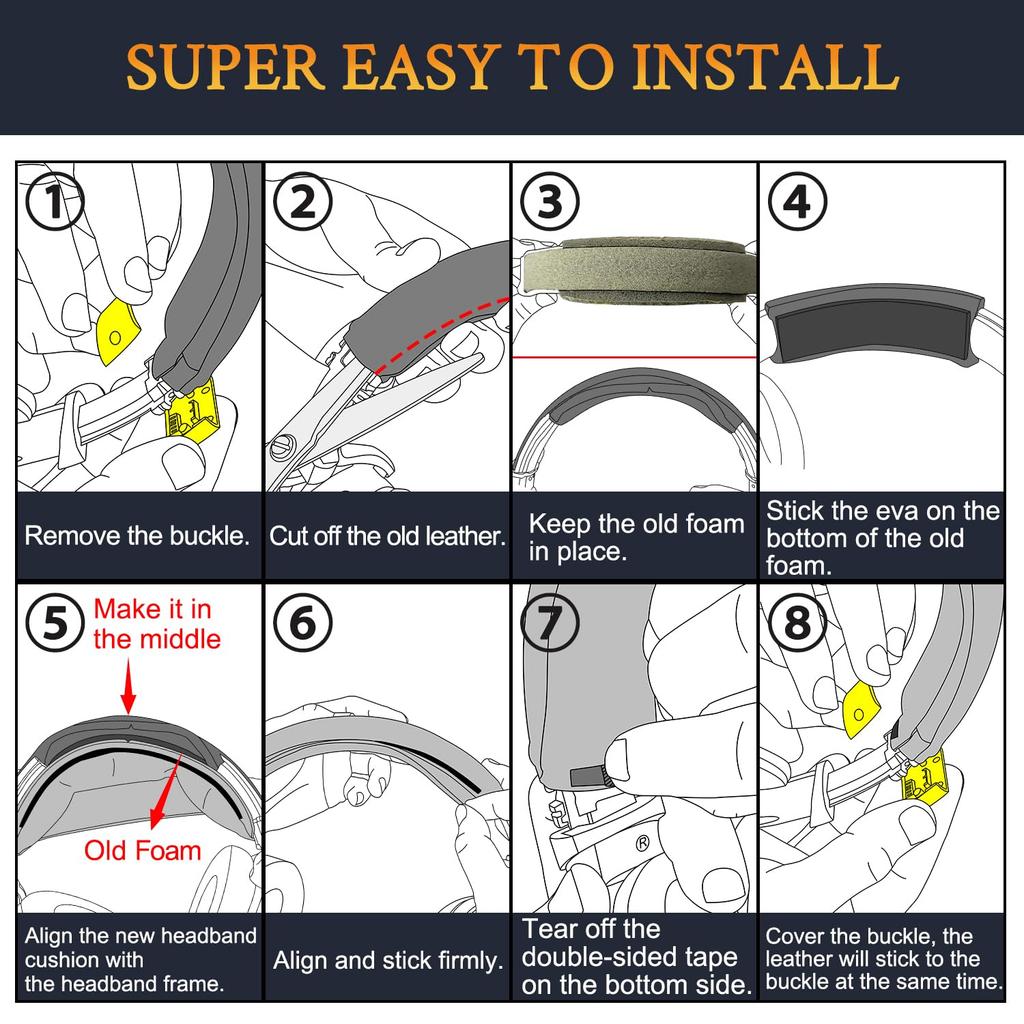 SOULWIT Headband Cover for Sony Protective Protein Leather Headphone Replacement Repair Head Strap Replacement Band Cover MDR-1ADAC (MDR1ADAC)