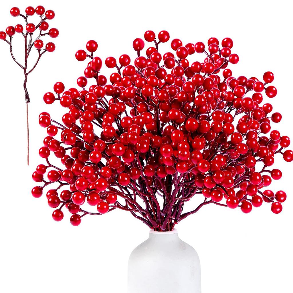 10/20pcs Artificial plant Holly Little Red Fruit Wholesale Christmas Home Room Wedding Party Diy gift Decor Flower Shooting Prop