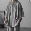 Summer Vintage Oversized Harajuku Shirt Men Casual Loose Hooded Blouse All Match Fashion Streetwear Male Clothes