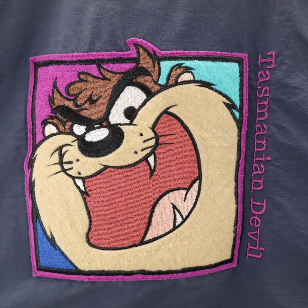 Warner Bros 90s Old Looney Tunes: Tasmanian Devil Blouson L Navy Jacket Men's Used