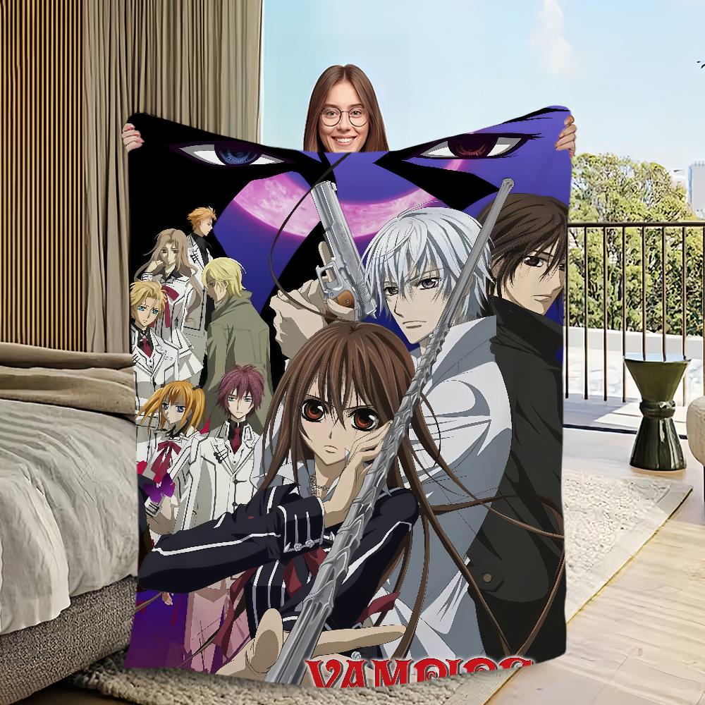 manga classic anime cool art v-Vampire Knight Flannel warm soft plush blanket for sofa living room office bedroom travel gift