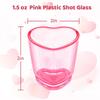 6Pcs Plastic Beer Mugs, Mini Pink Heart Shaped Shot Glass, Tasting Cups for Drinking Whiskey Tequila Liquors Juice, Party Supply