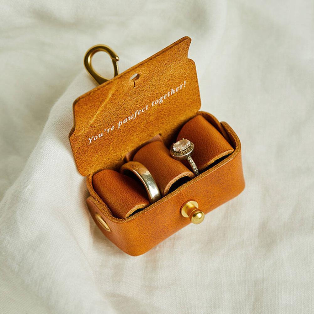 Wedding Ring Bearer Pouch For Dog Collar Leather Wedding Ring Box Holder Pet Supplies For Proposal Engagement Wedding Ceremony