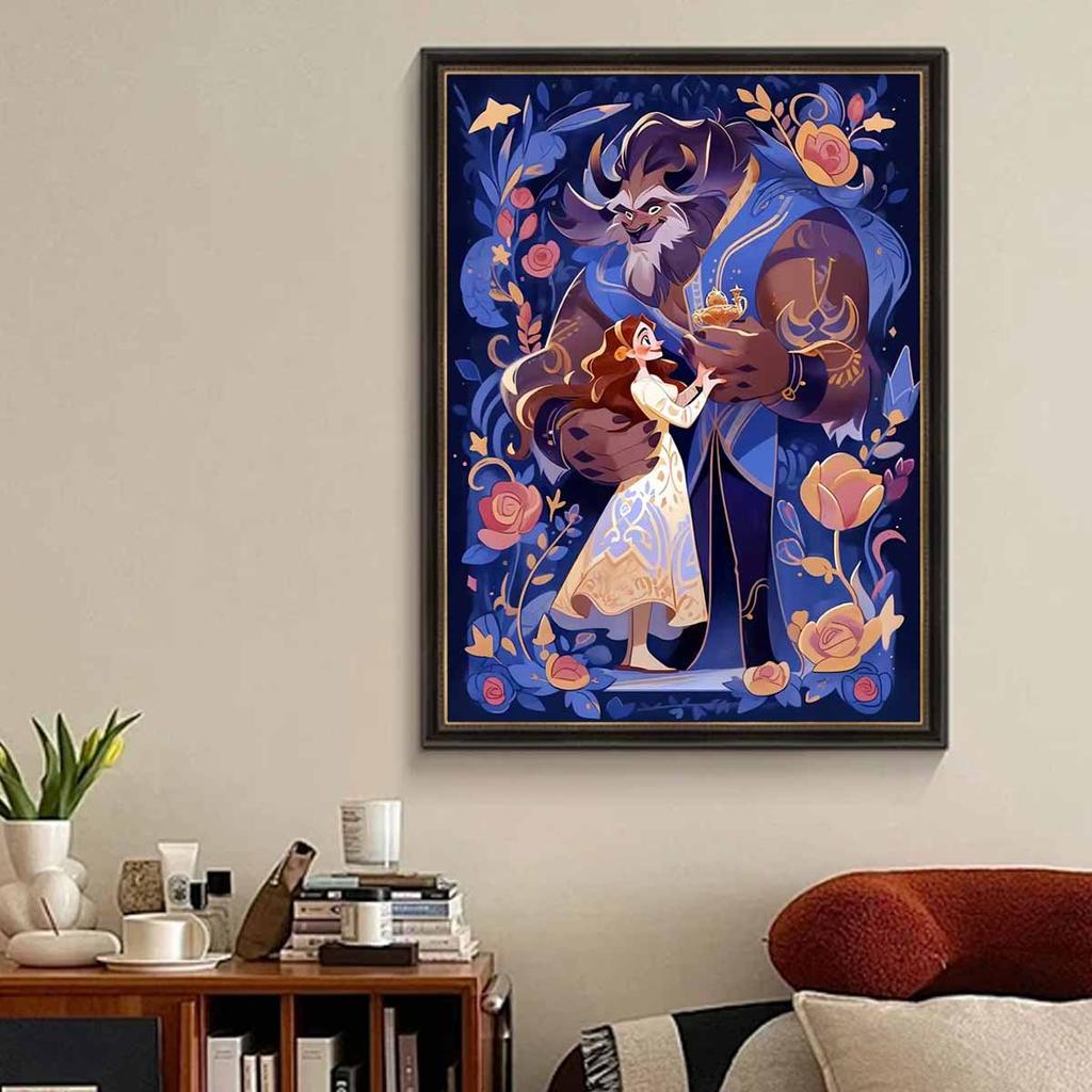 Full Round Diamond Painting The Beast and The Princess Art Rhinestone Picture Mosaic DIY 5D Cross Stitch Embroidery Home Decoration
