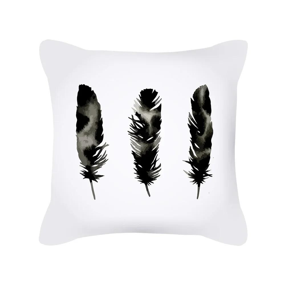 Kissenbezug schwarz und weiß, Kissenbezug mit geometrischem Druck, Moderner und schlichter Stil, Heimdekoration, für Sofa