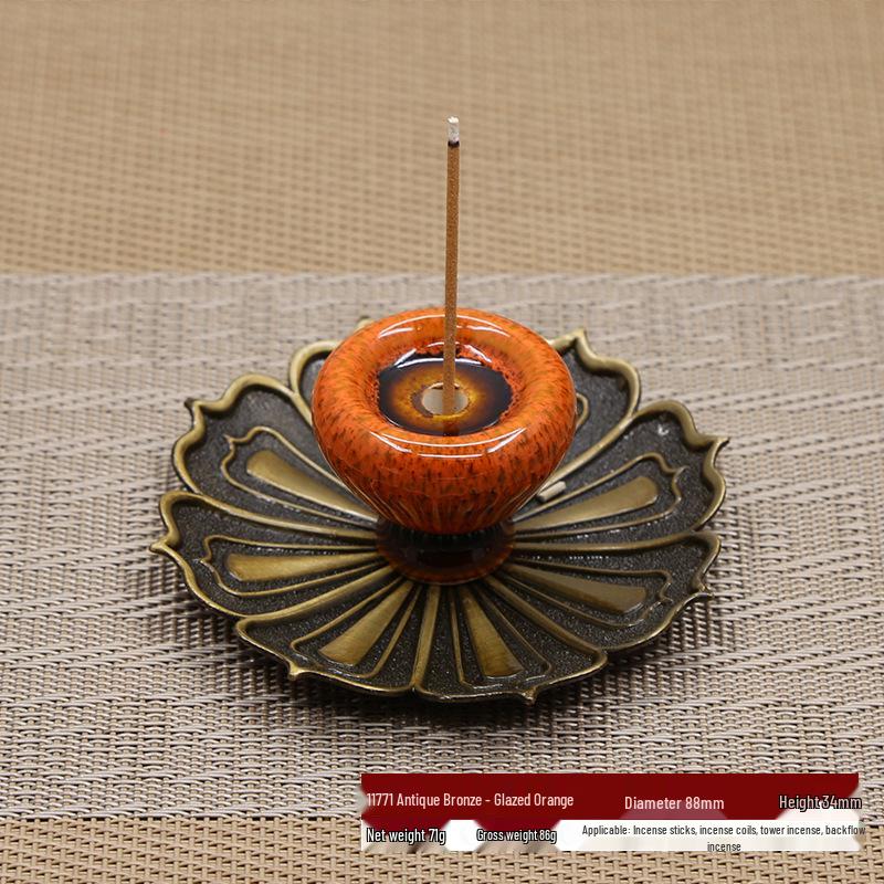 Ceramic Lotus Backflow Incense Burner & Stick Holder Ornament
