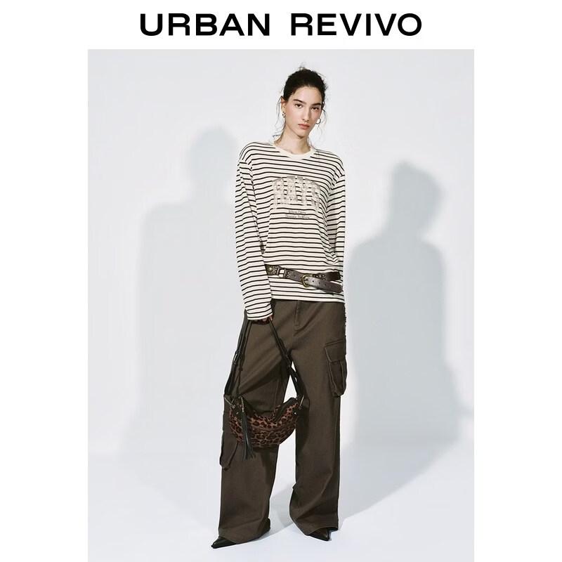 Women's Contrast Stripe Distressed Print Loose T-Shirt