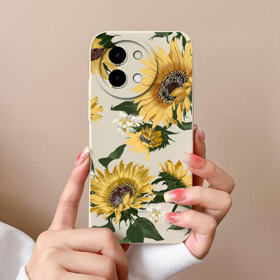 For Vivo Y38 5G Cases Love Heart Flowers Liquid Silicone TPU Shockproof Cover For VivoY200i VivoT3x Prevalent Coque Funda Shell