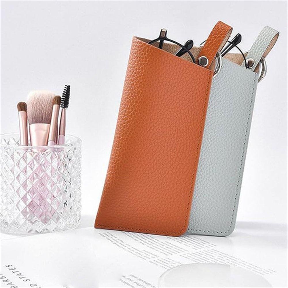 Solid Color Sunglasses Storage Bag with Keyring Hanging Sunglasses  Eyewear Accessories