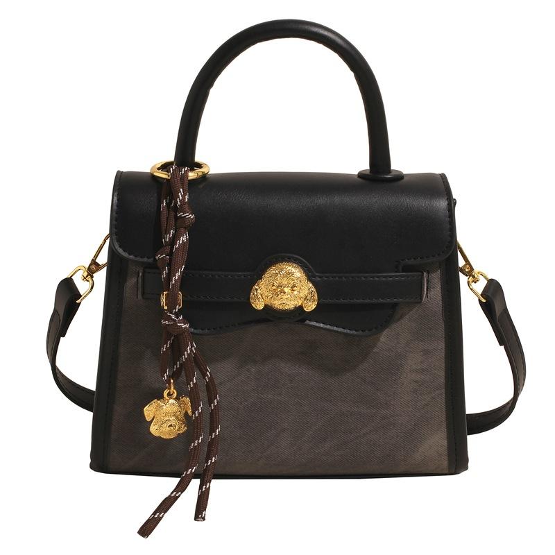 Маленькая сумка в стиле ретро с цветными блоками для женщин 2025 года новая модная дизайнерская сумка через плечо для поездок на работу without accessories чёрный 2168₽