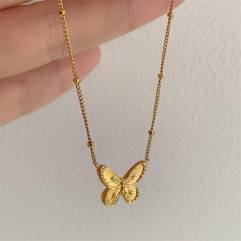

Французское минималистичное маленькое колье с бабочкой, женственный эстетичный идиллический дизайн, высококлассный темперамент, нишевые простые украшения