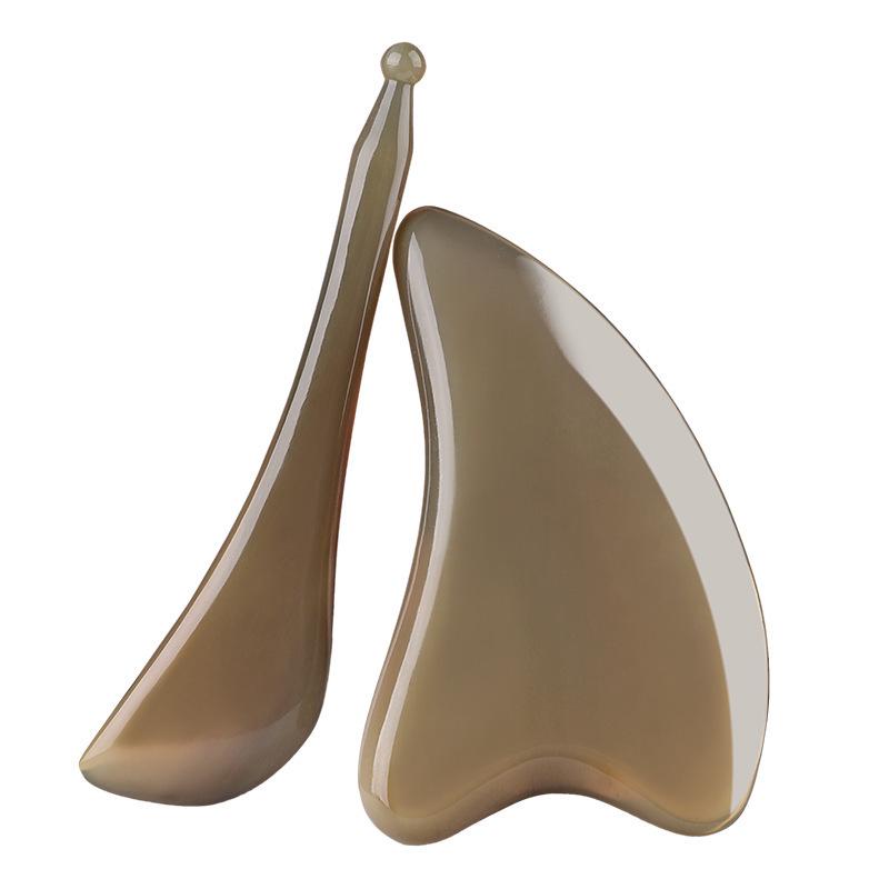 White Buffalo Horn Facial Scraping Board and Eye Massage Tool for Beauty and Shaving