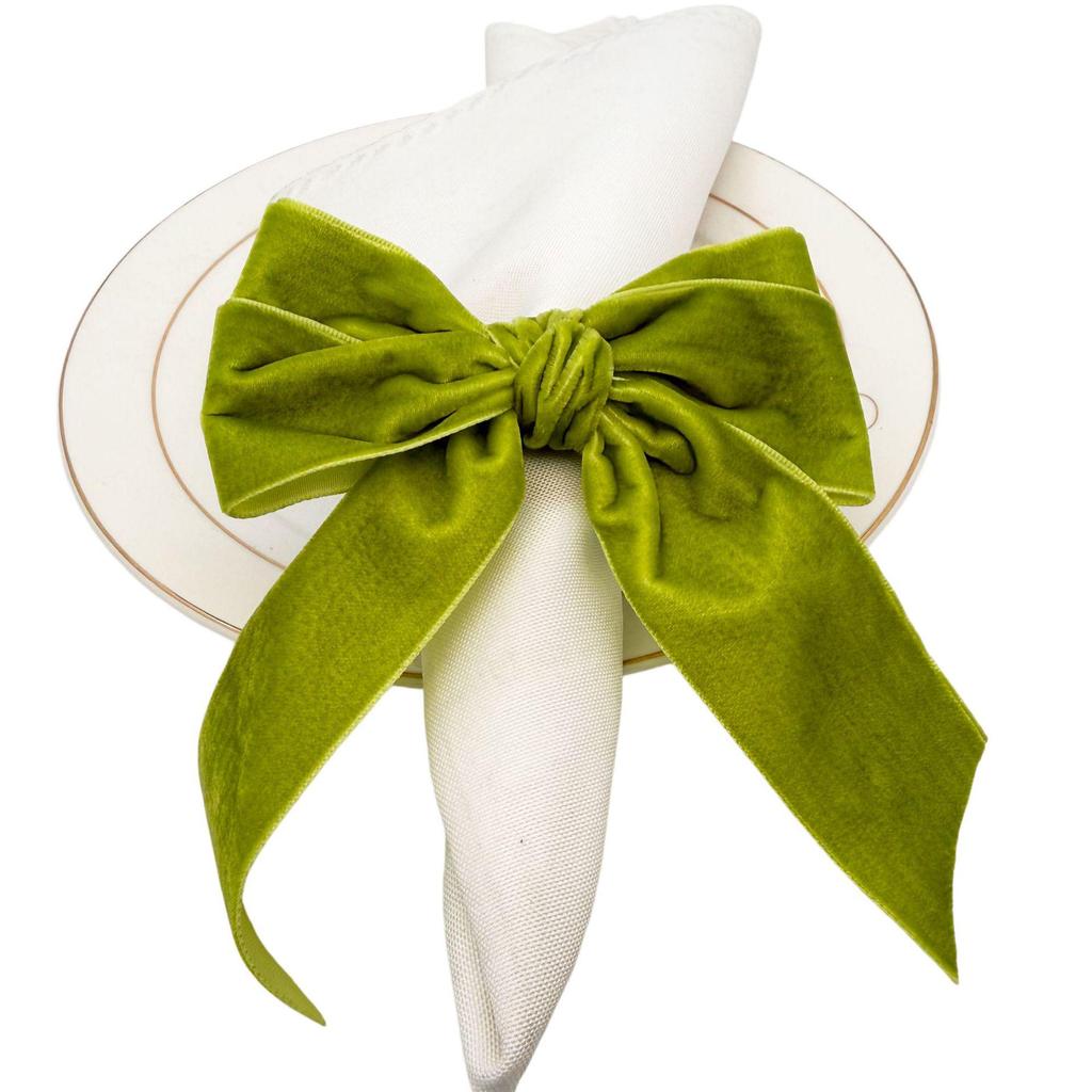 Velvet Red Christmas Bow Napkin Ring Holder