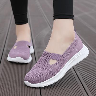 Flying Woven Mesh Elderly Shoes Women's Shallow Mouth Mother Shoes Are Breathable and Lightweight In Summer Grandma Middle-aged and Elderly Non-slip