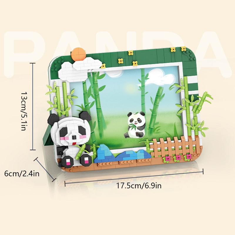 Panda Bamboo Photo Frame Building Blocks Toy Panda Theme Photo Wall Model Bricks Toy Desktop Decoration Children Christmas Gifts
