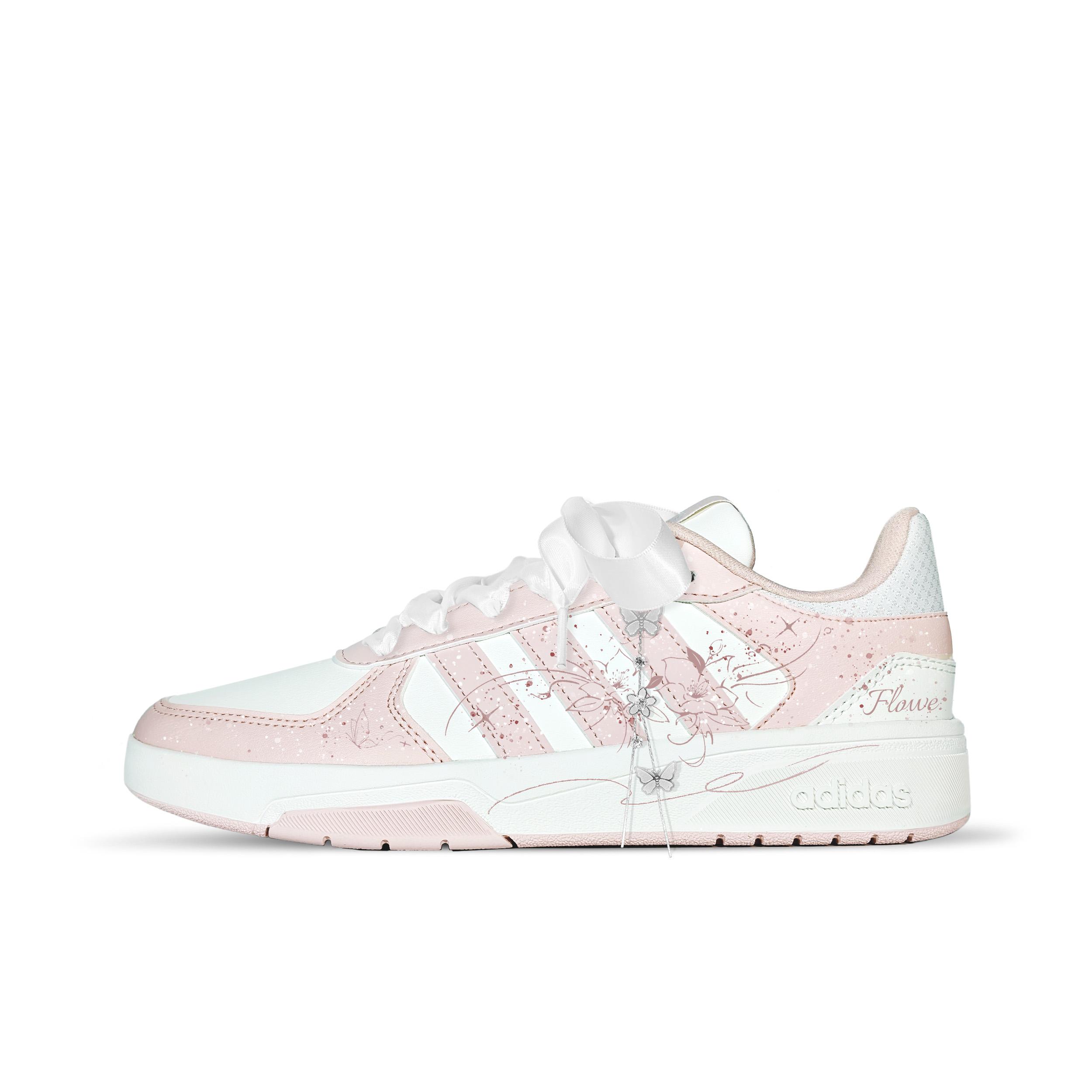 

Adidas COURTBEAT Under The Moon And Flowers Synthetic Leather Low top Skateboard Shoes Unisex Pink White KI6785(Team-831) 35⅔