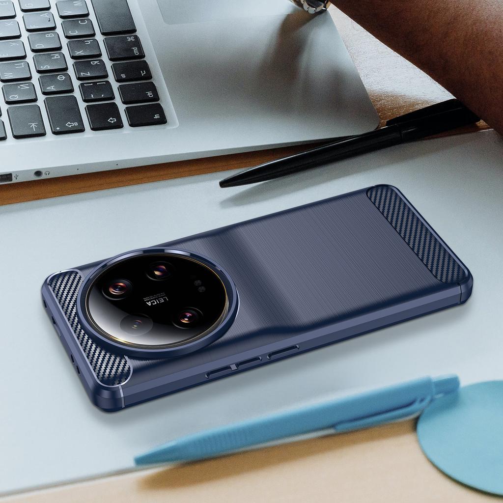 Carbon Fiber Texture TPU Case for Xiaomi 13 Ultra,Scratch Resistant Brushed Phone Protective Cover