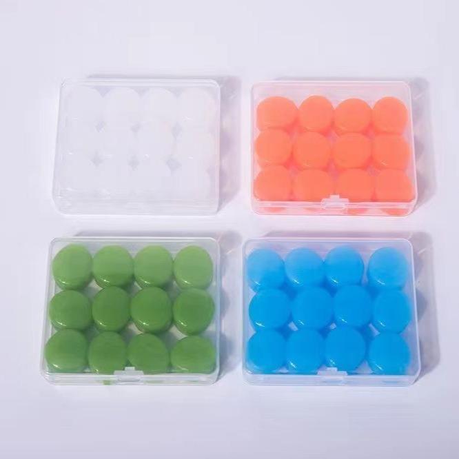 12PCS Moldable Silicone Mud Ear Plugs Reusable Noise Cancelling Waterproof Earplugs for Sleeping Swimming 12PCS/BOX синий