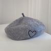 Heart Embroidery Knitted Beret Hat Round To Painter Beret Cap  Autumn and Winter