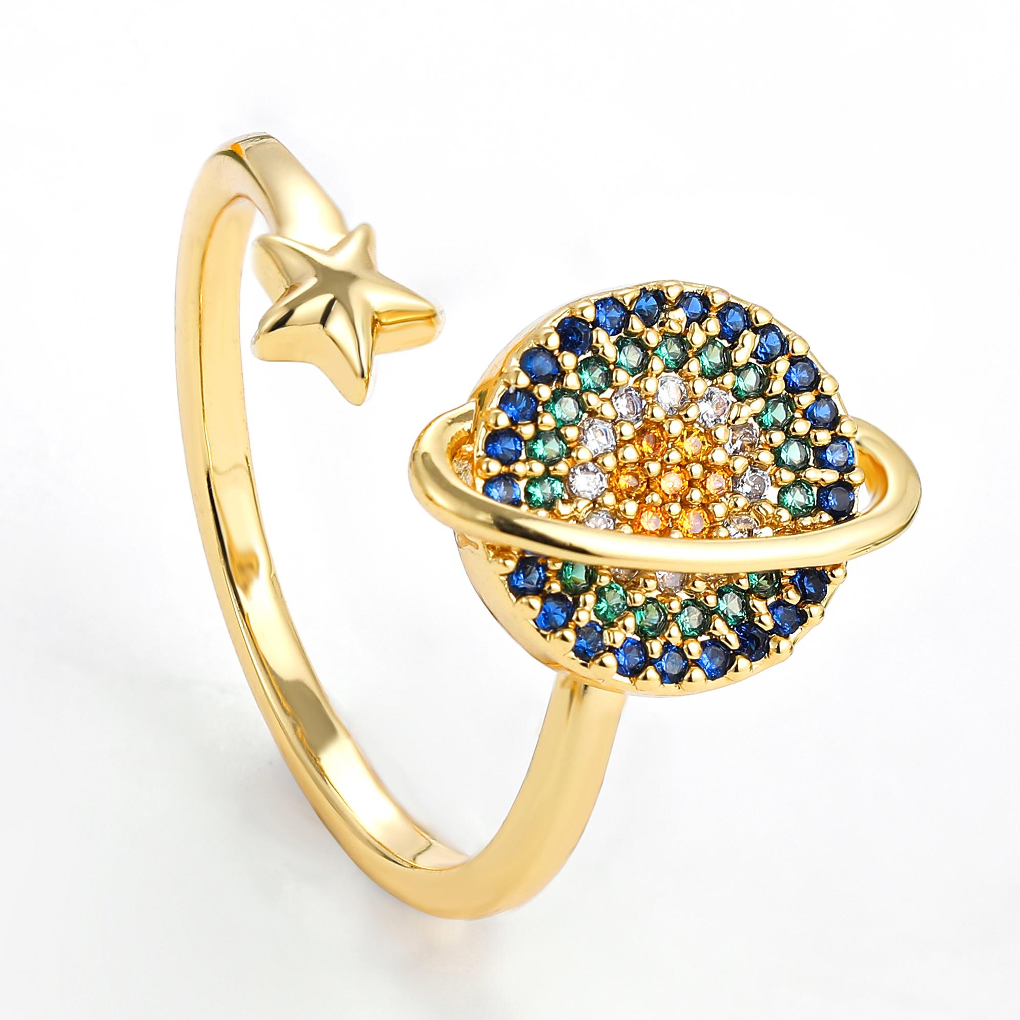 Fidget Anti Stress Anxiety Rings For Women Stainless Steel Gold-Plated Rotatable Sun Star Evil Eye Sunflower Spinner Rings