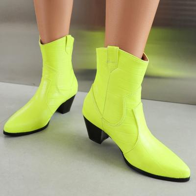 Yellow Brown Women's Ankle Boots New 2025 Autumn Winter Western Short Cowboy Boot Shoes Black Low Heels Party Footwear Shoes