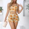 Women's Halloween Set With Retro Floral Print Suspender Sleeveless Vest Shorts Pajama Set