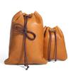 Vintage Genuine Leather Cowhide Coin Purse & Earphone Storage Drawstring Bag