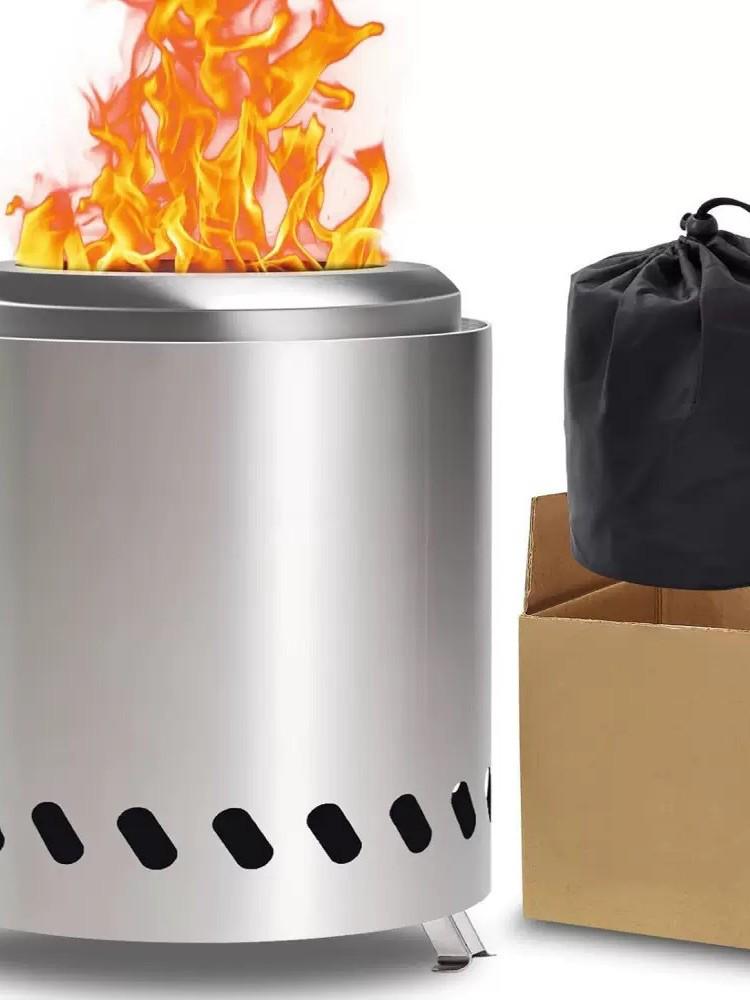 Stainless Steel Portable Smokeless Wood Stove with Legs for Camping & Outdoor Bonfires