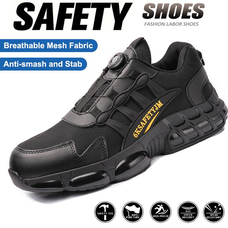 Men Steel Toe Sneaker Air Cushion Work Shoes Man Puncture Proof Work Safety Boots Protective Shoes Anti-Accident Shoes Men