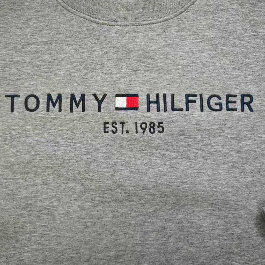 Tommy Tommy Herren Stickerei Buchstaben Fleecegefüttert Winter Sweatshirt, Langarm, Rundhalsausschnitt