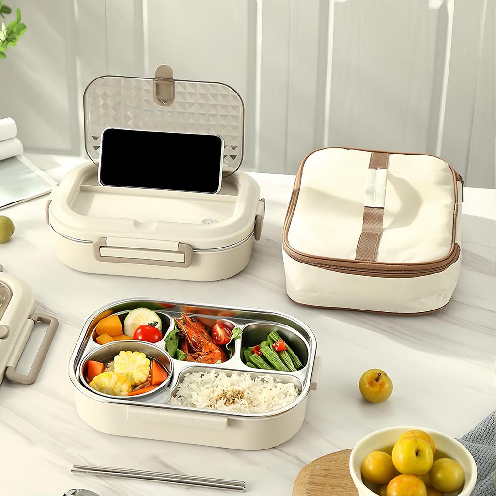 Lunch Container Box Meal Carrier With Chopsticks Stainless Steel Food Container Lunch Box For School Camping Spring Trip