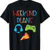 Weekend Plans Gaming Pizza Headphones Graphic Tee Men Casual Short Sleeve Cotton T-Shirt Daily Wear