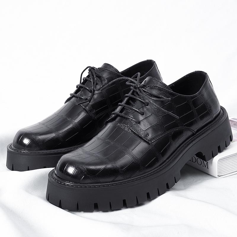 High Quality Men Streetwear Fashion Business Casual Thick Platform Leather Wedding Loafers Shoes Harajuku Korean Fashion Shoes