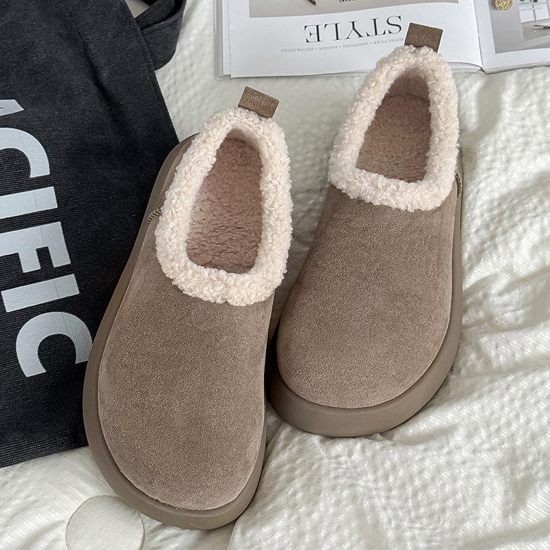 

Fur integrated snow boots winter new thick-soled heightening large potatoes thickened cotton shoes warm and velvet couple shoes Female 36 серый