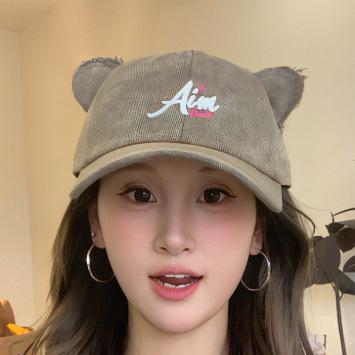 Cute Cat Ears Cap Women'S Spring And Summer Versatile Face Small Baseball Cap High Quality Hat