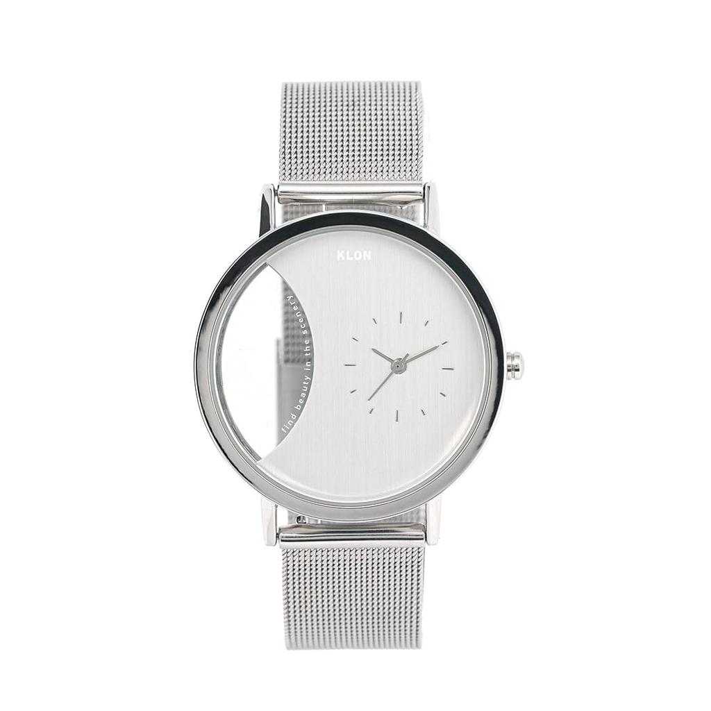 Klon Skeleton and Simple Replacement KLON CIRCLE WINDOW EAST 38mm Watch, Clear, Men's Women's, Strap, -SILVER MESH-