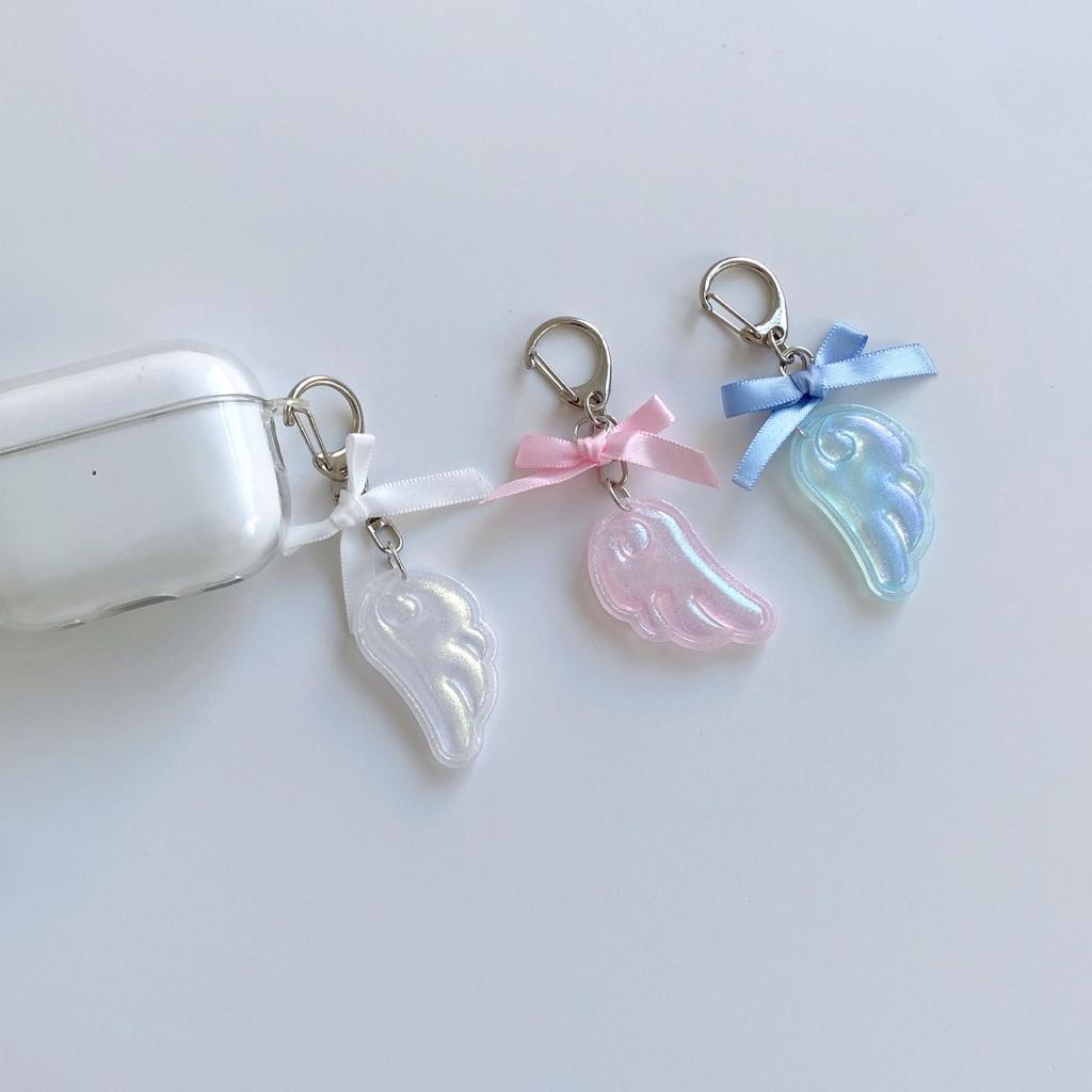Cute Kawaii Japanese Style Keychain Bag Decoration with Angel Wing Bowknot Charm for Girls Fashion Accessory
