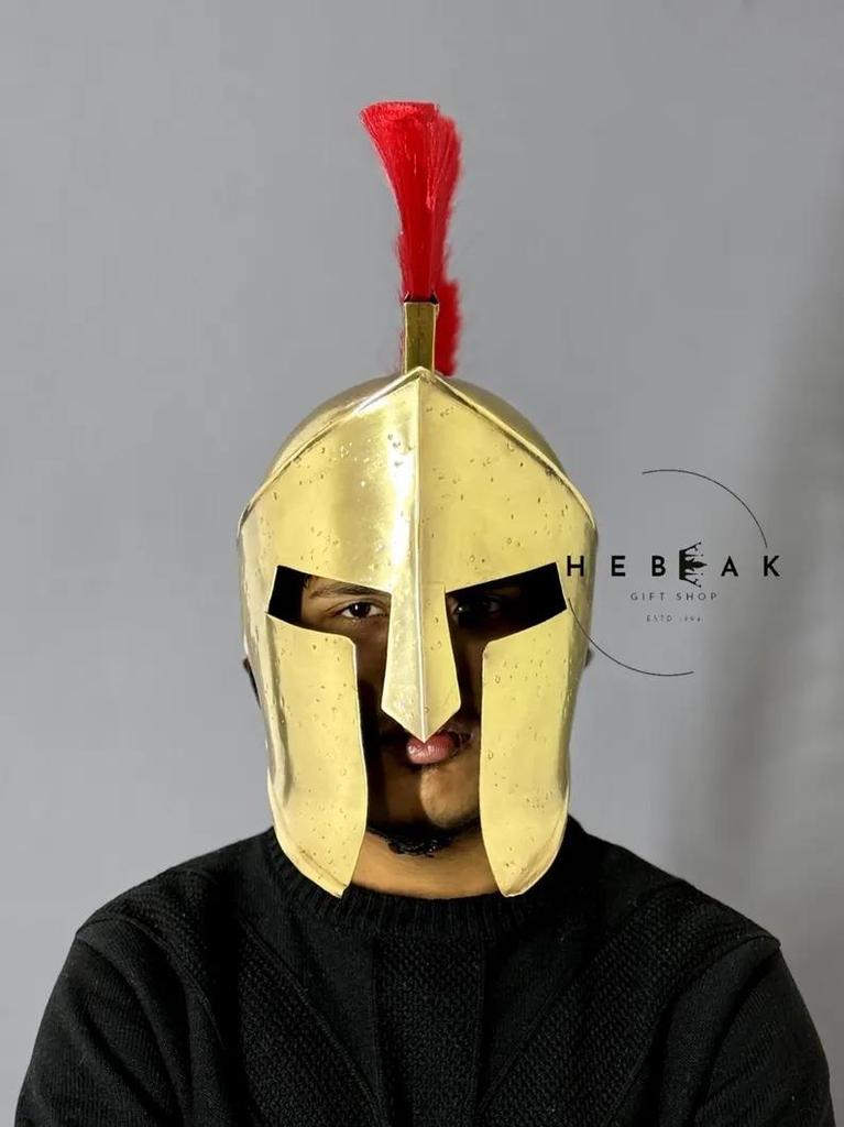 Spartan Helmet with Red Plume: King Leonidas Cosplay, Larp Helmet