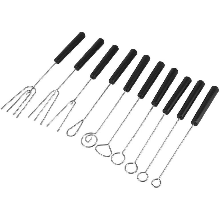 Set of 10 Stainless Steel Split Chocolate Forks Hot Pot DIY Decorative Tools Pralines and Trüffel